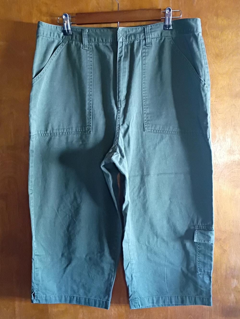 Route 66 Cotton Green Cargo Workwear Utility Cropped Pants Relax Fun Hike Travel